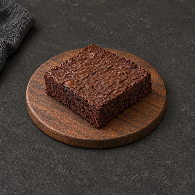 Plain Brownie square with a lightly textured dark top